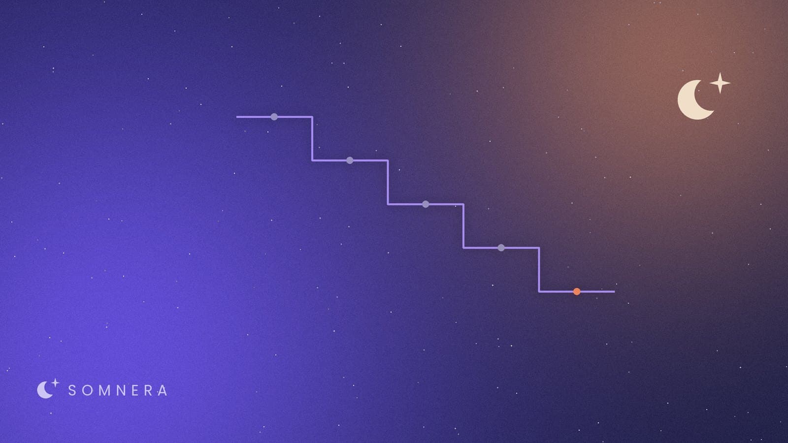 A line stepping down in five even stages, illustrating a gradual taper