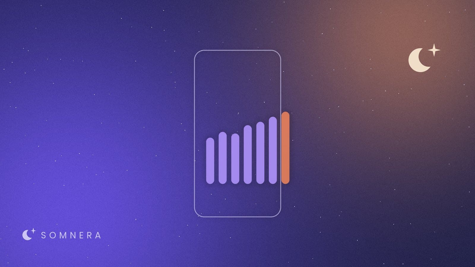 A phone outline showing a week of sleep diary bars getting steadily taller
