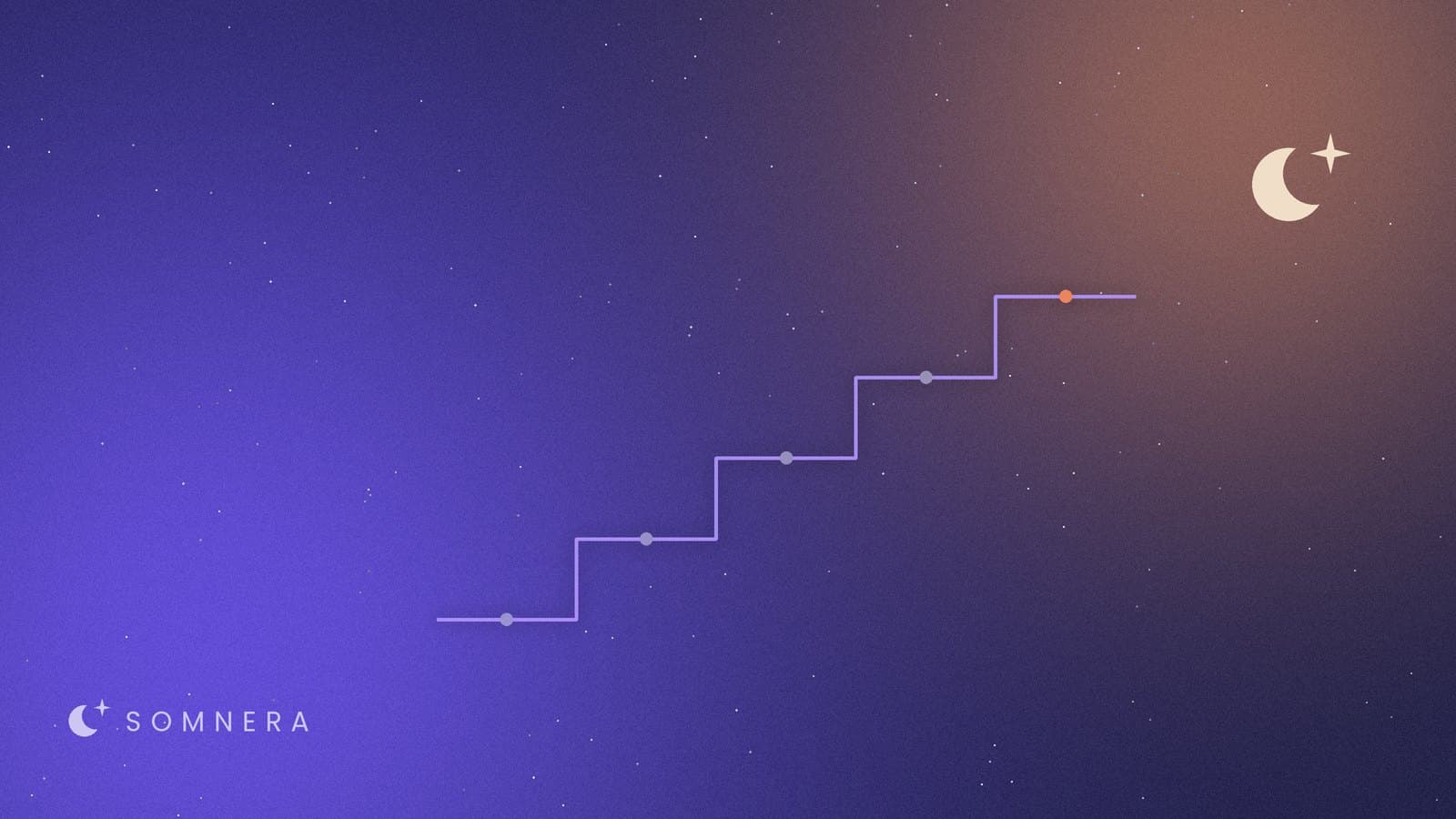 A line climbing a set of five steps, with the final step highlighted