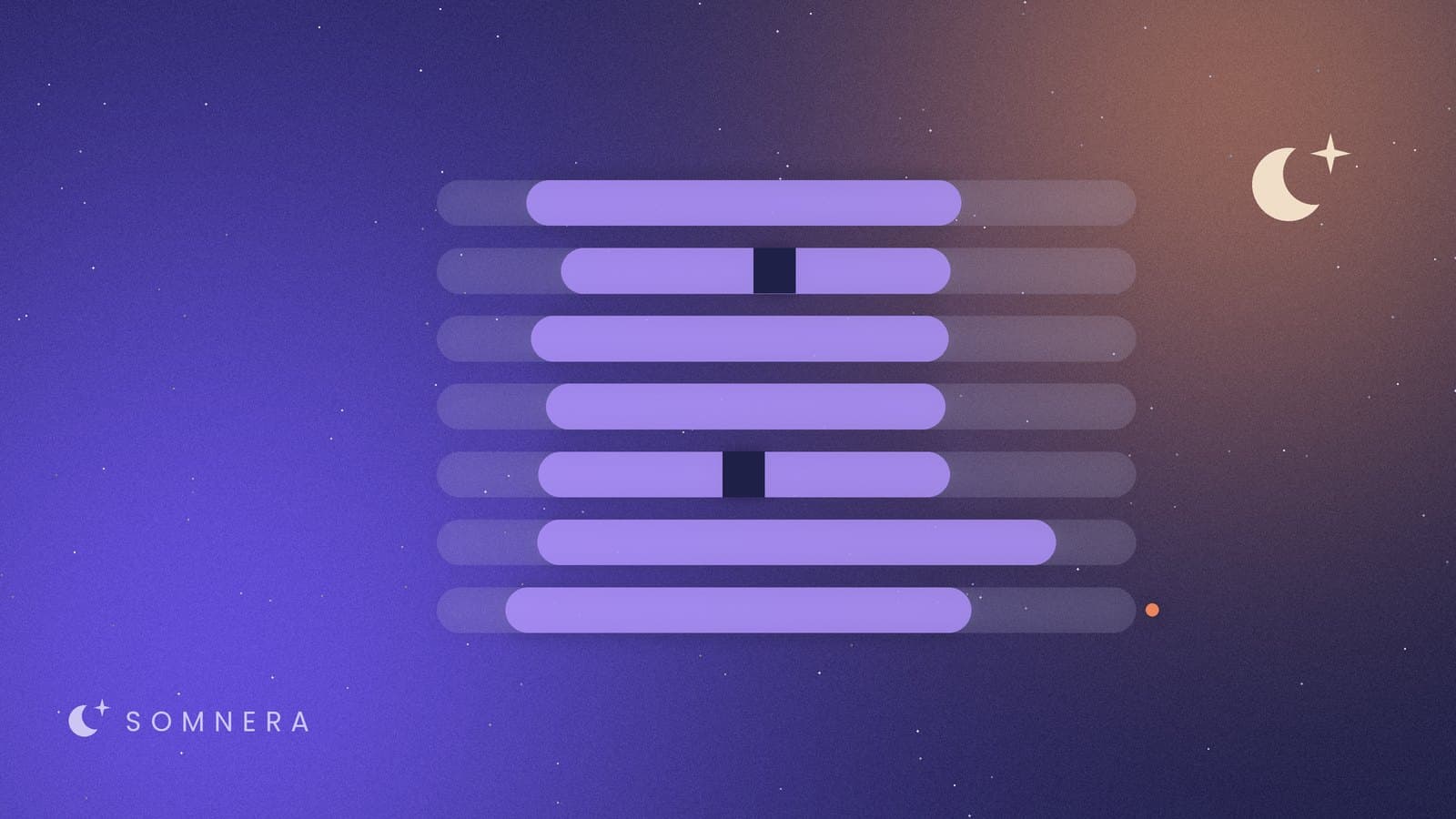Seven rows of sleep bars, one per night, with short gaps marking time awake